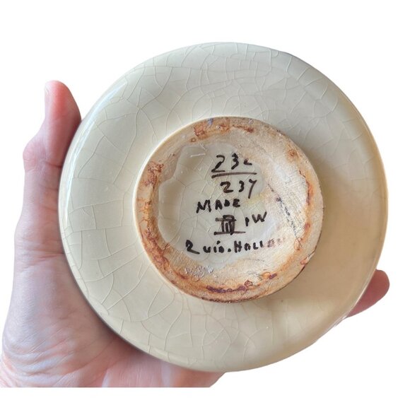 Signed Art Nouveau PZH Gouda Landscape Vase Zuid Holland Dutch Windmill Sailboat - Picture 9 of 9